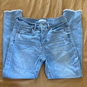 LOFT Blue Ankle Cropped Jeans with Subtle Fading
